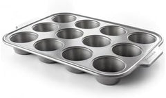 Utensilios para hornear de acero aluminizado Kitchenaid Bandeja para muffins Antiadherente Apto para horno Apto para lavavajillas Gris Naty Shop Bandejas y moldes para hornear