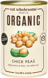 Năut organic Eat Wholesome, 400g (pachet de 12) - Gătit în apă, fără sare adăugată, 100% natural, sursă de proteine, vegan, căptușeală fără BPA și ambalaj neutru din punct de vedere al emisiilor de CO2
