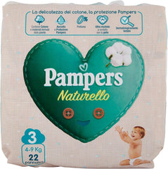 Pampers Naturello Midi, 22 pañales, talla 3 (4-9 kg)