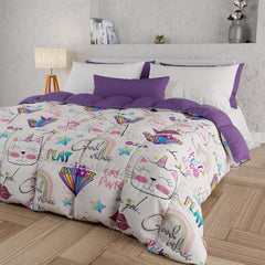 PETTI Artigiani Italiani - Cuvertură de iarnă, Cuvertură de iarnă, Doubleface, Monocolor și imprimare digitală, 100% microfibră hipoalergenică, Made in Italy Plapumi si pilote Naty Shop