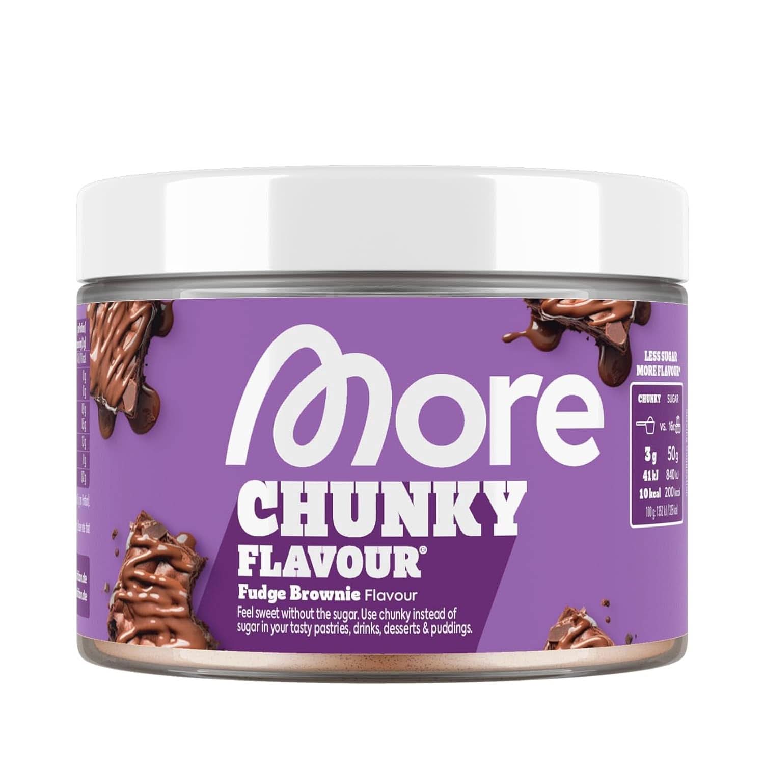 MORE Chunky Flavour, Blueberry Cheesecake, Pudră aromatizantă pentru îndulcire cu inulină și lactază, 150 grame Indulcitori Naty Shop 250 G (1Er Pack) Fudge Brownie