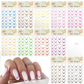 12 Stück French Tip Nagelsticker Selbstklebend Bunte French Nails Schablone Nagelaufkleber Nail Art Stickers Nageldesign DIY Nägel Zubehör(12 Farben)