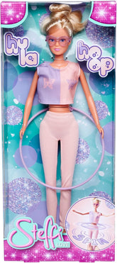 Simba 105733619 - Steffi Love Hula Hoop, păpușă de jucărie cu ținută sport, hula hoop și funcție mecanică, 29 cm, vârste 3+