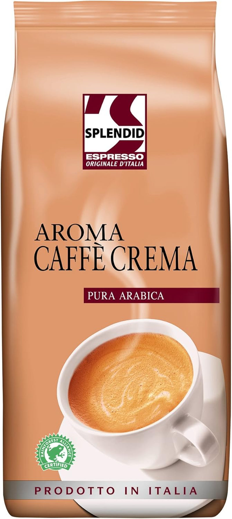 Splendid Aroma Caffe Crema - 8 boabe de cafea întregi x 1 kg, 100% Arabica