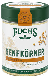 Fuchs Gewürze - Senfkörner gemahlen - für die Zubereitung von Rubs, zum Verfeinern von Suppen und Saucen - natürliche Zutaten - 45 g in wiederverwendbarer, recyclebarer Dose