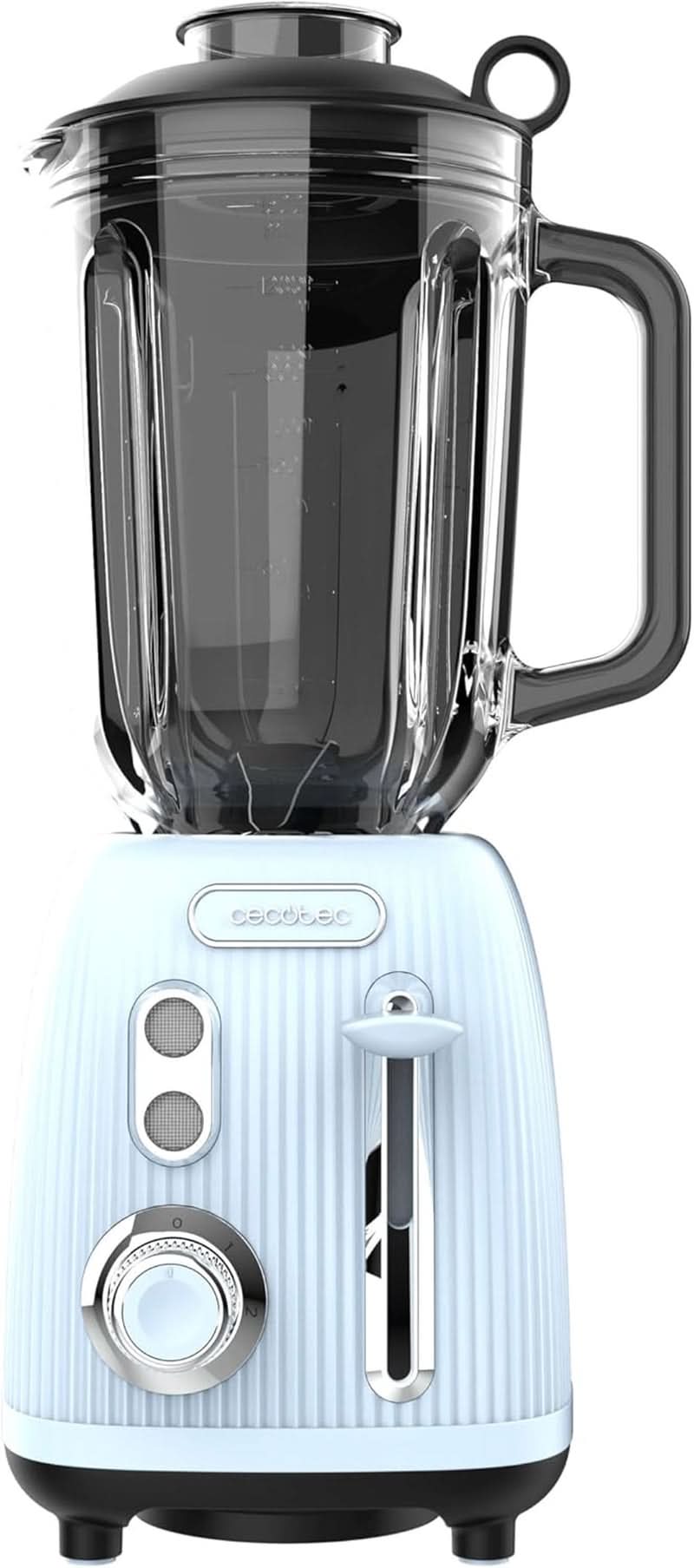 Cecotec Standmixer Retro Power Black Titanium Retroblue, 1200 W Maximale Leistung, 1,5 L Glasbehälter, Einstellbare Geschwindigkeit, 4 Klingen Mit Schwarzem Titanbeschichtung, 100% Kupfermotor. Bucatarie Naty Shop