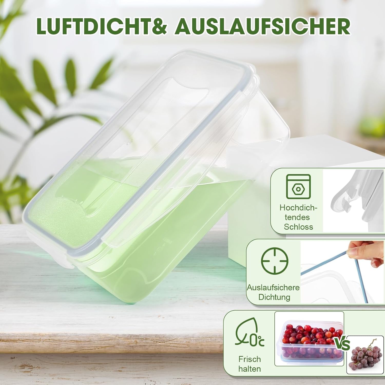 YASHE borcan de depozitare a alimentelor cu capac, set borcan de depozitare din plastic din 12 piese, fără BPA, 100% etanș, stivuibil, transparent Cutii depozitare alimente Naty Shop