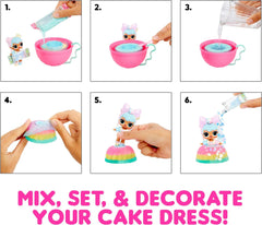 jajaja ¡Sorpresa! Mix & Make Birthday Cake Tots - Con muñeca coleccionable, vestido de pastel DIY, "hornear" y decorar el pastel, ingredientes y chispas de brillo - Muñeca con vestido de pastel - Ideal para niñas a partir de 3 años Naty Shop Dolls