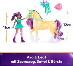 Unicorn Academy AVA y Unicorn Leaf Set - Figuras originales de aproximadamente 12 cm de alto de la popular serie de Netflix Con dos accesorios y cepillos para el cabello Para juegos de rol imaginativos, para niños a partir de 4 años Figuras de acción Naty Shop