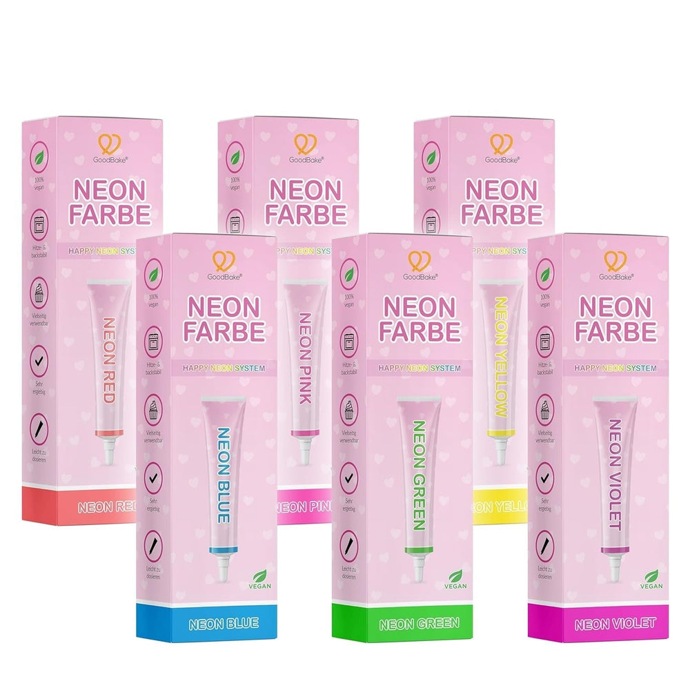 Goodbake Neonlebensmittelfarben 6 Farben Set – Intensive Lebensmittelfarbe – Lebensmittelfarbpaste – Zum Einfärben Von Torten, Fondant, Buttercreme Uvm. – Set 6Er 100% Vegano Naty Shop