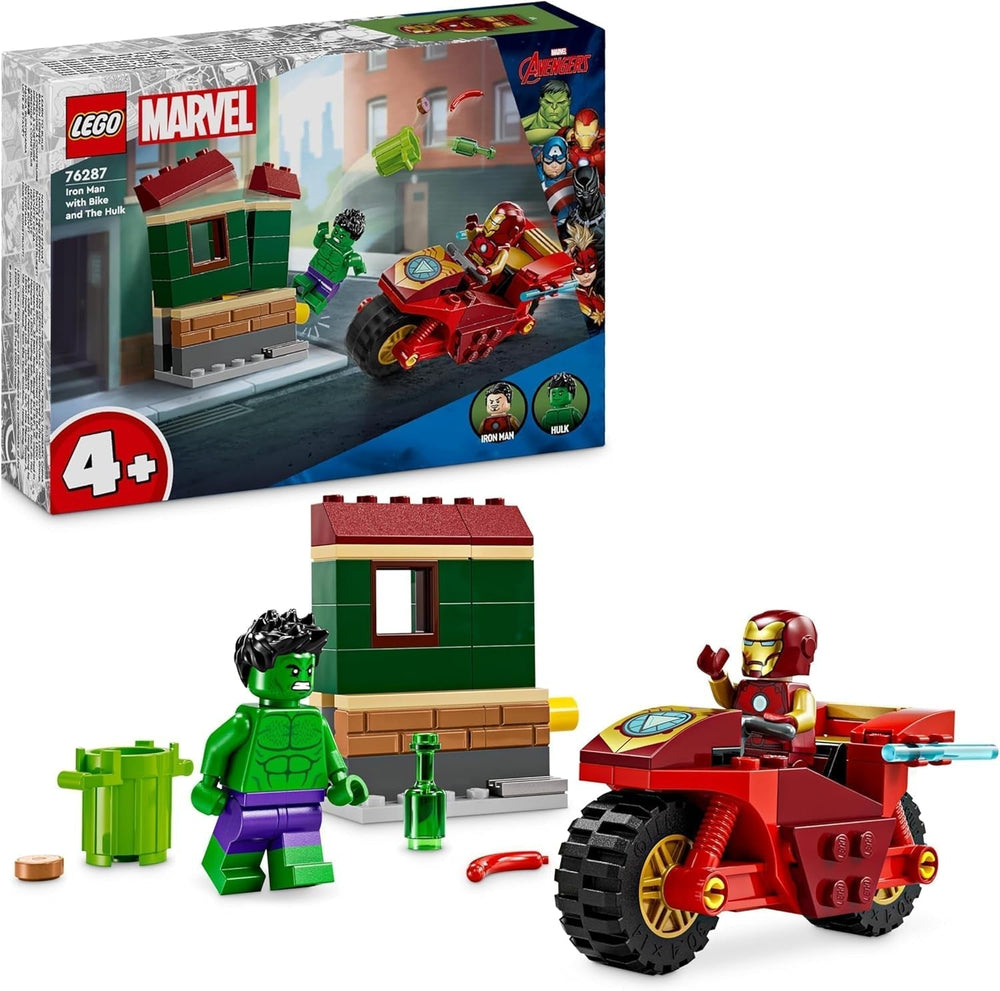 LEGO Marvel Iron Man con Bicicleta y Hulk, Juguete de Construcción de Superhéroe para Niños, Set de Colección de Bicicletas y Minifiguras, Regalo para Niñas y Niños de 4 Años 76287 Juegos de Construcción Besuche den LEGO-Store Default Title