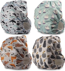 Littles and Bloomz FLP2-0406 Pañal reutilizable con clip estándar, 4 pañales