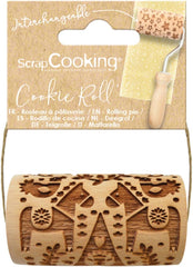 COCINA DE DESECHO - Mini-Holzrolle "Christmas Déco" – Deko mit eingravierten Abdrücken in Relief – Backform für Dekoration von Keksen, Sandgestrahlt, Keksen – 5306
