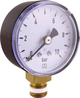 Manometru Cornat cu racord inferior de 1/4" - Negru - Potrivit pentru filtre de spălare inversă cu reductor de presiune - Plastic - Autoetanșare cu inel de etanșare din PTFE / Manometru / Aer comprimat / Manometru / DMMU14