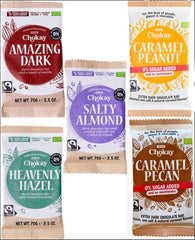 Barra orgánica - Juego de muestras de 4 piezas/Increíble negro, avellana, caramelo de nuez, almendra salada/Sin azúcar añadido, sin edulcorantes/VEGANO, SIN GLUTEN Y COMERCIO JUSTO / 4 x 70 g