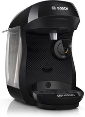 Espressor cu capsule Bosch Tassimo Happy Friendly TAS102E, peste 70 de băuturi, potrivit pentru toate tipurile de cești, oprire automată, sustenabil, dozat perfect, economisește spațiu, 1400 W, negru
