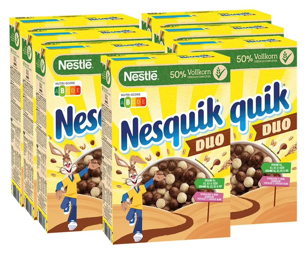 NESTLE Nesquik Duo, Cereal de Chocolate Negro y Blanco con Harina Integral, Pack de 7 x 325 Gramos Cereales Naty Shop