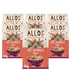 Granola Allos Hof con frutos rojos | Muesli orgánico | Muesli con frutos rojos | Muesli crujiente | Cereales para el desayuno | Paquete de 6 (6 x 300 g), 1 pieza (paquete de 6)