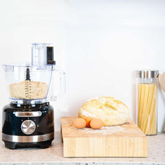 Venga! 8-In-1 Küchenmaschine, 3-L-Schüssel, 1,75-L-Mixbehälter, 2 Geschwindigkeitsstufen, Turbo-Funktion, 1000 W, Schwarz/ Silberfarben, VG HA 3001 Mama si Copilul Naty Shop