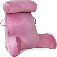 Pernă de citit XL pentru pat și canapea cu rolă detașabilă pentru gât, pernă ideală pentru spate pentru adulți cu spumă cu memorie pentru citit confortabil, lucru, joacă, vizionat la televizor, relaxare (roz)