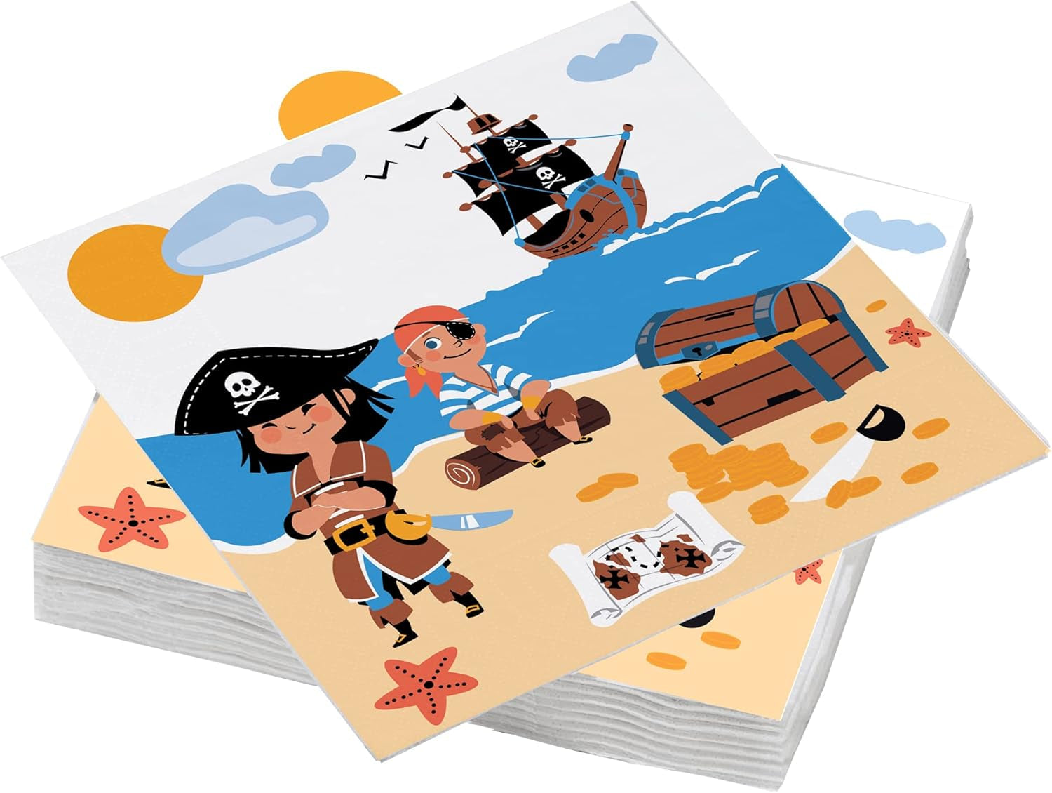 ARTS DE LA TABLE 20 de șervețele din vată, 33 X 33 Cm, 3 straturi, spumă de pirat, scoici (pachet de 3)