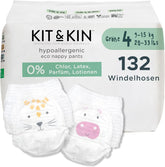 Kit & Kin Pañales ecológicos premium, talla 4 (9-16 kg), 132 pañales, a base de plantas e hipoalergénicos, protección confiable contra fugas, vegano y libre de crueldad