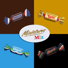 Mix de miniaturas, Mars, Snickers, Bounty & Twix, Barritas clásicas en formato mini, 296 Barritas, Caramelos de Chocolate 3Kg Naty Shop