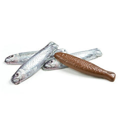 Sardinas con chocolate - enlatadas - cinco pescados con chocolate | Regalo divertido de chocolate | Pescado chocolateado | Figuras de peces | sin alcohol