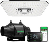 VIVOSUN Sistema de Cultivo Inteligente con Lámpara LED AeroLight A100SE de 100W con Ventilador de Circulación Integrado, Ventilador de Conducto AeroZesh T4 de 100mm 357m³/h y Controlador GrowHub E42A para Armarios de Cultivo y Cultivo Interior