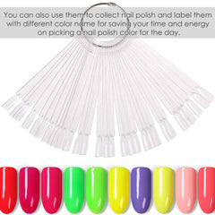 150 Stück Nail Art Tips Ring Stick, Transparent Farbe Karte Platten Nagellack Display Ring Sticks, Nagel Salon Übungen Display Nail Tips