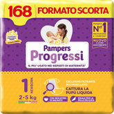 Pampers Progressi Recién Nacido, 168 Pannolini, Taglia 1 (2-5 kg)