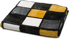 Gözze - Manta suave y cómoda, tacto de cachemira, tejido pesado 500 g/m², Antigua, 150 x 200 cm - Camas y fundas mostaza/negro/blanco Besuche den Gözze-Store Mostaza/negro/blanco