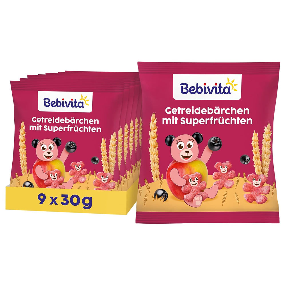 Ositos de cereales con superfrutas (9 x 30 g): snacks para niños a partir de 1 año, endulzados únicamente con fruta, diversión ideal para toda la familia
