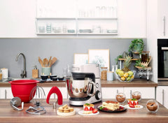 Procesador de alimentos Krups KA631D Master Perfect Gourmet | 1100 vatios | 8 velocidades | Cuenco de acero inoxidable de 4,6 litros | 5 accesorios: set de horneado, recipiente flexible, unidad de picado | Tienda Madre e Hijo de acero inoxidable cepillado Naty Shop