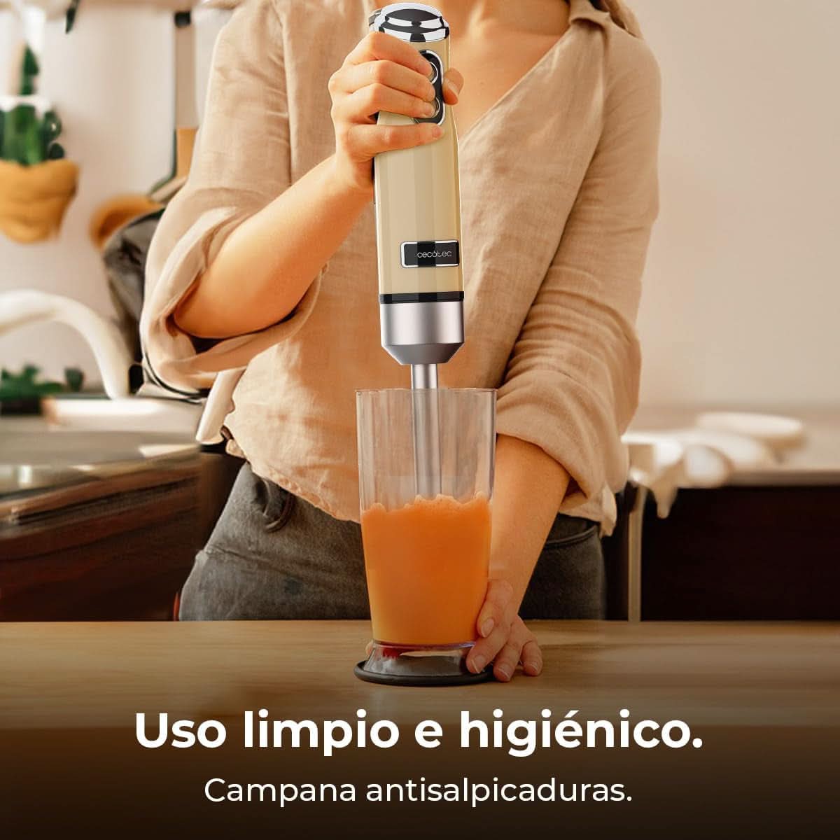 Cecotec Handmixer Retro Power Retroyellow 1200MAX. 1200W Maximale Leistung, 4-Klingen-Messer Mit Schwarzer Titanbeschichtung, 2 Geschwindigkeiten, 0,5L Becher, Vintage-Design Mama si Copilul Naty Shop