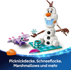 LEGO ǀ Disney Frozen Picnic divertido con Olaf y Bruni - Muñeco de nieve con cubierta de picnic y Zubehör - Decoración DIY para Schlafzimmer - Geschenk für Mädchen ab 7 Jahren und Frozen Fans - 43287