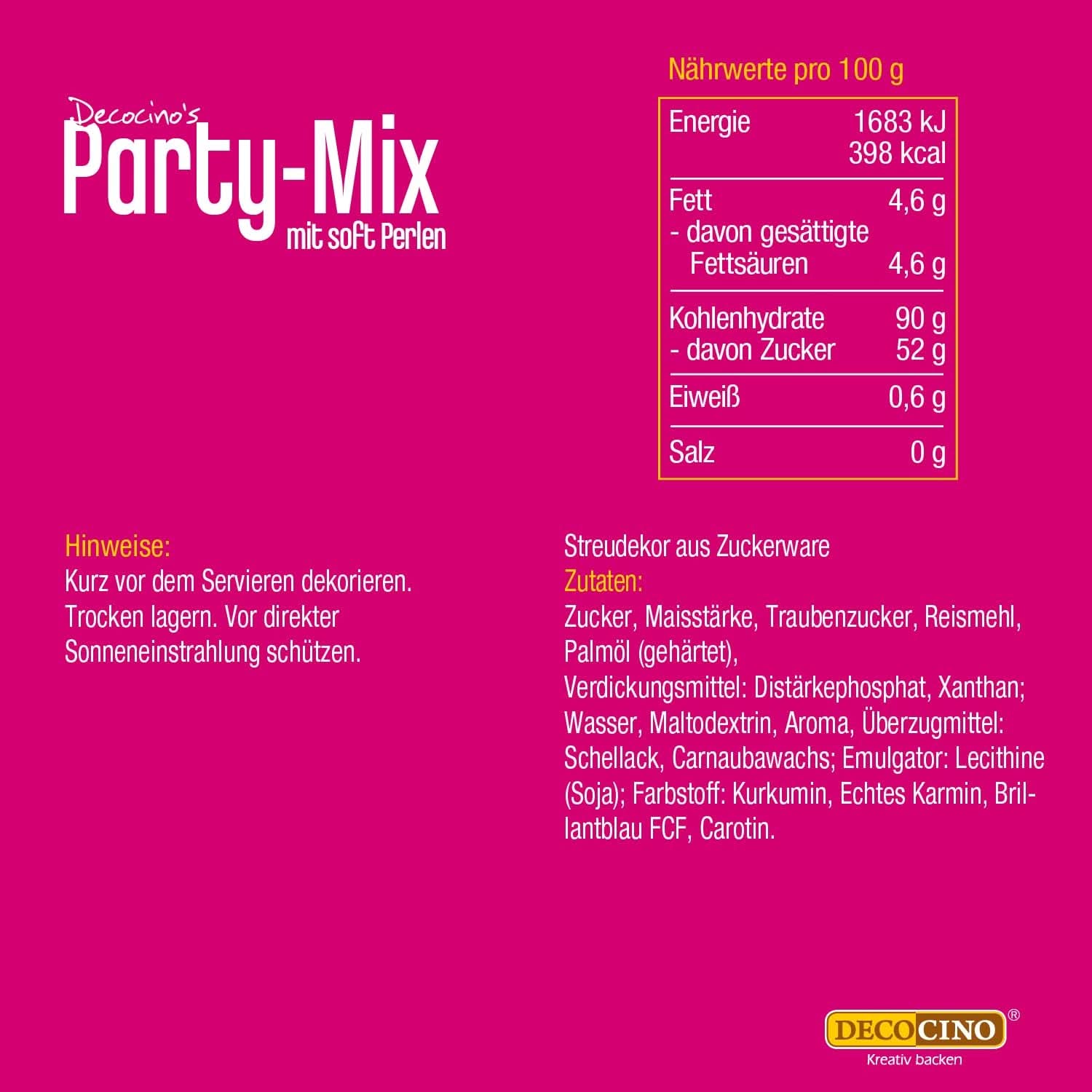 DECOCINO Party Mix, perle de zahăr, decorațiuni de stropit, confetti, 95 grame Naty Shop