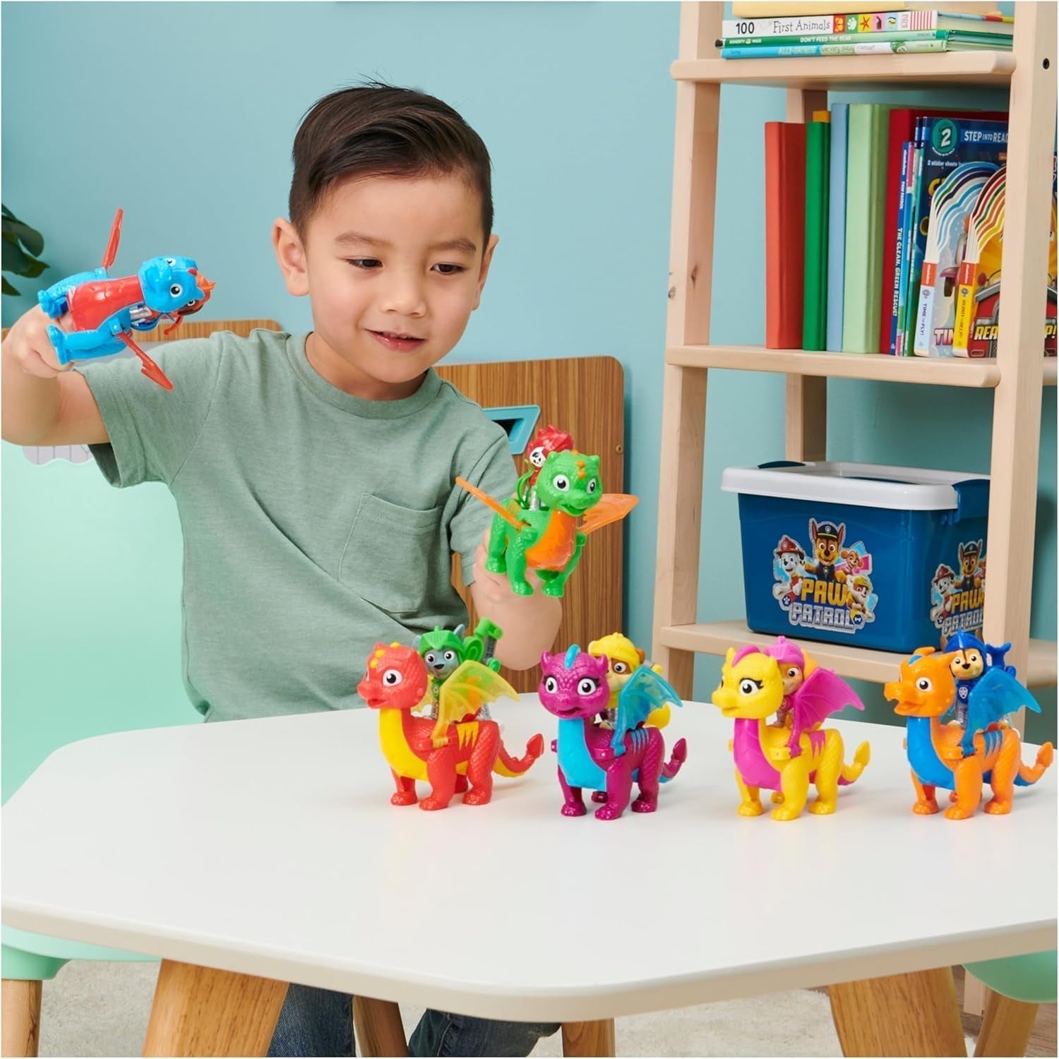 Paw Patrol, Rescue Knights Rubble și Dragon Blizzie set de figurine de acțiune, jucărie potrivită pentru copii cu vârsta de 3 ani și peste Action figures Naty Shop