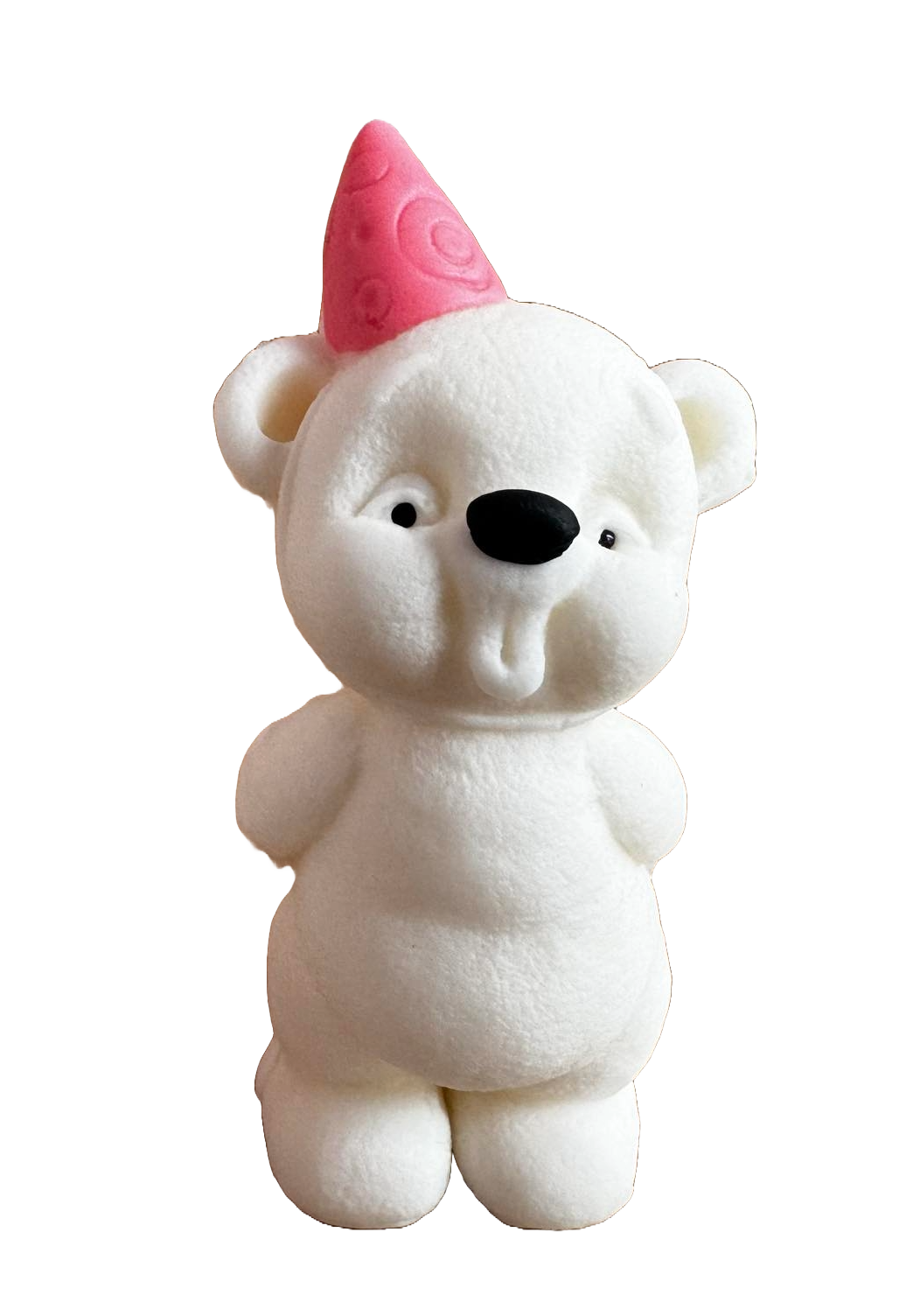 Decoratiune comestibila din pasta de zahar, Ursulet cu coif roz, fetite Decoratiuni din Pasta de Zahar Naty Shop