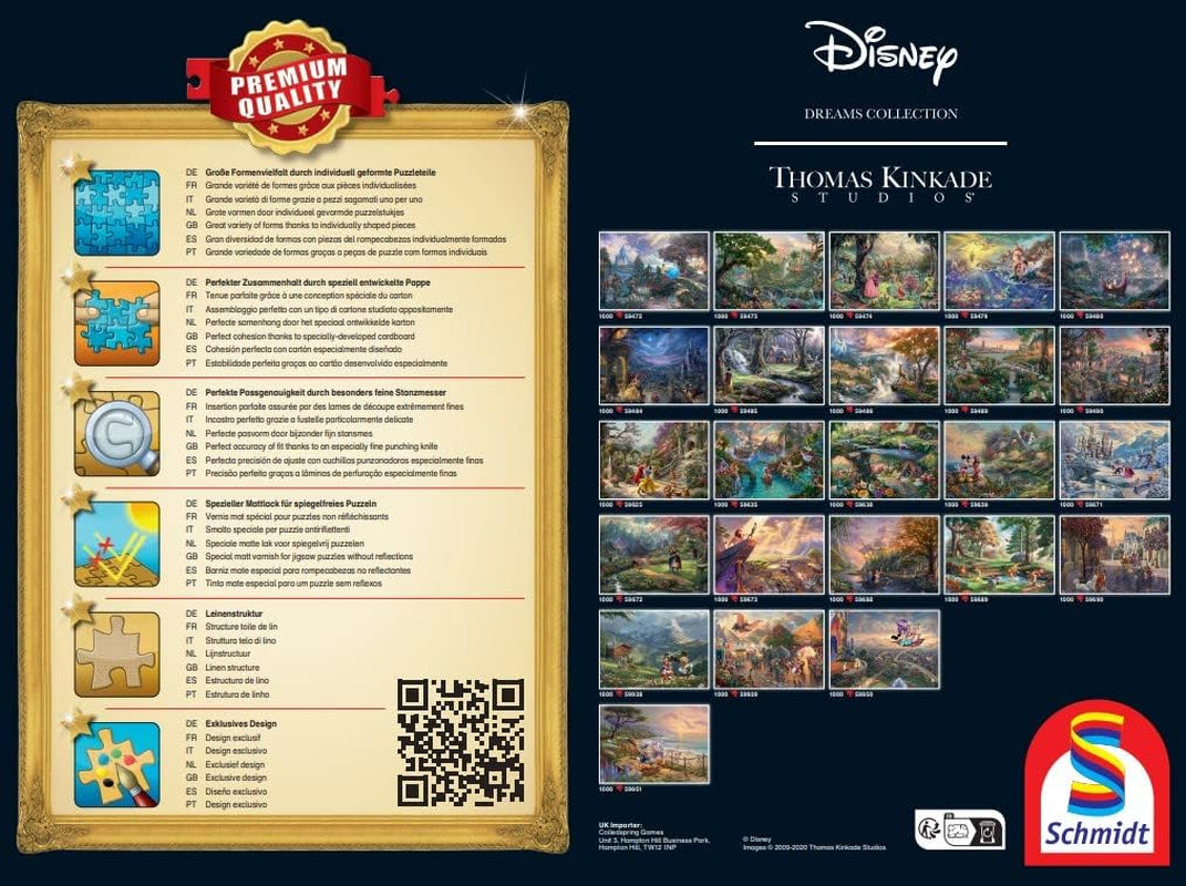Schmidt Spiele 58030 Thomas Kinkade, Disney, Vaiana, Moana, puzzle jigsaw 1000 piese, normal, negru, alb Puzzle Naty Shop