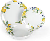Set de veselă Excelsa Lemon, 18 piese, porțelan, alb/lămâie