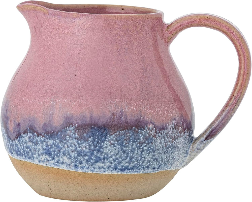 Cană de lapte din gresie Bloomingville Paula - design decorativ, perfectă pentru masa de mic dejun, cu o textură naturală, 435 ml (Roz)
