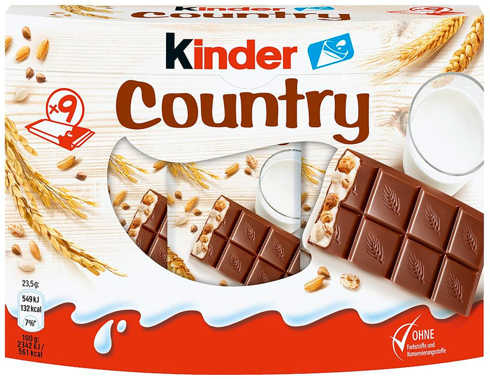 Barritas Kinder Country, 9 barritas, 212 g
