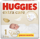 Pañales para bebé Huggies Extra Care, tamaño 1 (2-5 kg), súper absorbentes, diseño Disney, paquete a granel, 160