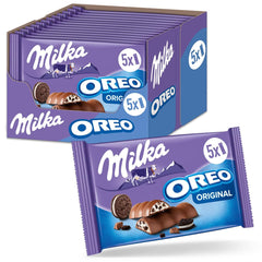 Barritas Milka & OREO – Chocolate con leche alpino con crujientes trozos de galletas OREO en crema de leche – 13 x 185g