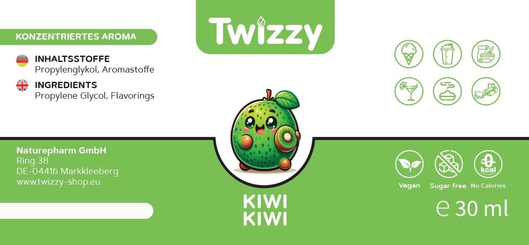 Twizzy Aroma Concentrata Kiwi, 30 ml Arome Naty Shop