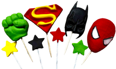 Superhéroes Set de Decoraciones Comestibles – 8 Figuritas de Pasta de Azúcar, Tallas 2–5,5 cm