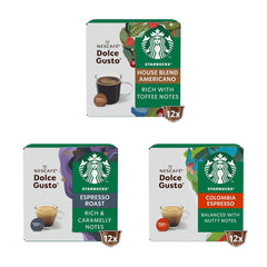 STARBUCKS Probierset, Espresso-Varianten by Nescafé Dolce Gusto Kaffeekapseln 6 x 12 (72 Kapseln) - Exklusiv bei Amazon