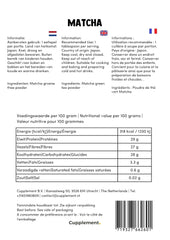 Cupplement Matcha 90 grame bio - Ceai verde pudră de cea mai înaltă calitate - Fără bătător de bambus și tel - Culunary - Set pentru începători - Latte - Bătător - Japonia - Pudră - Ceai - Tel - Pungă - Smoothie