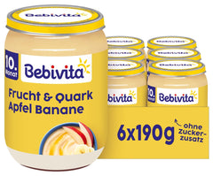 DUO Fruta y Yogur/Quark Manzana-Plátano/Quark, 190g paquete de 6 (6x190g)